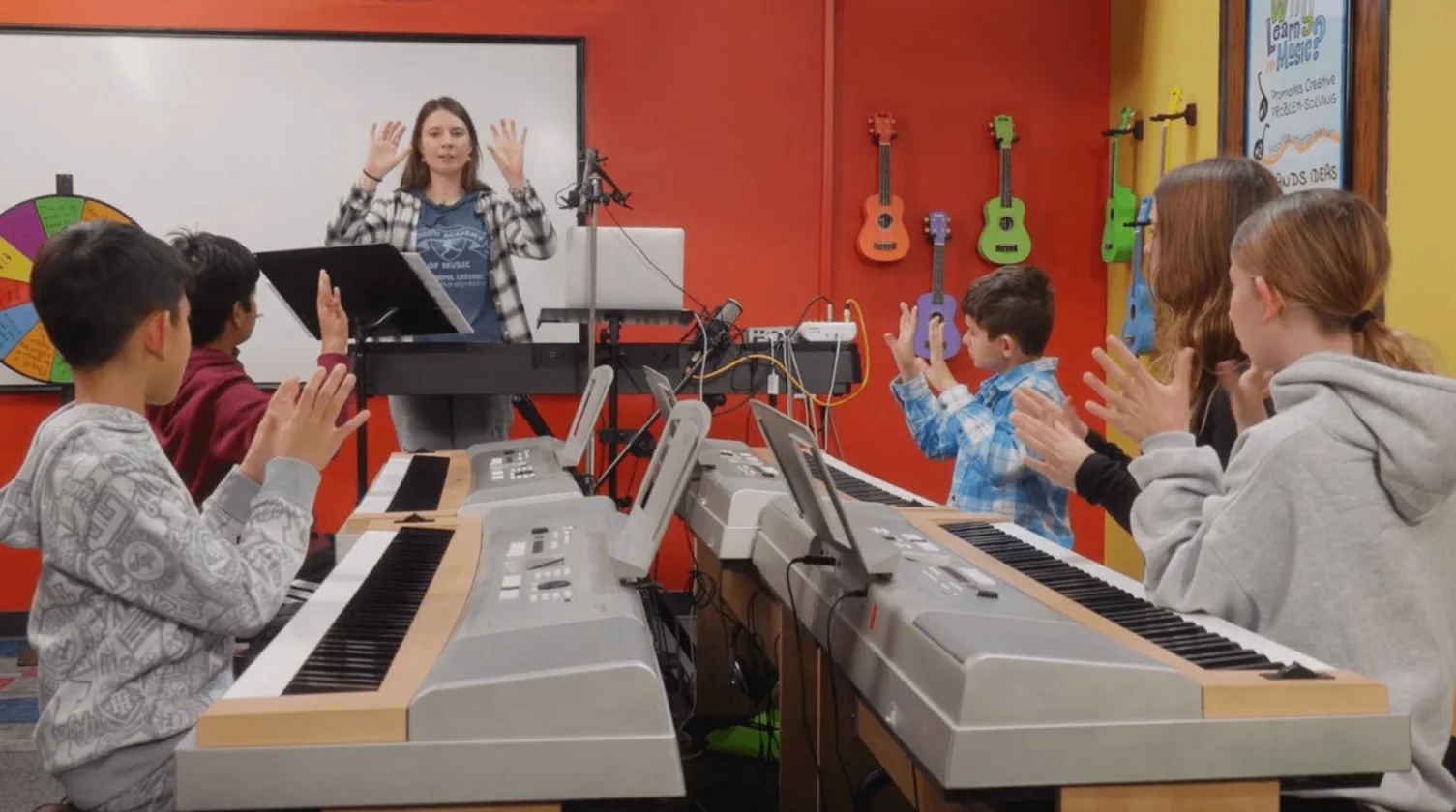 students in summer piano class at studio in Urbandale, IA