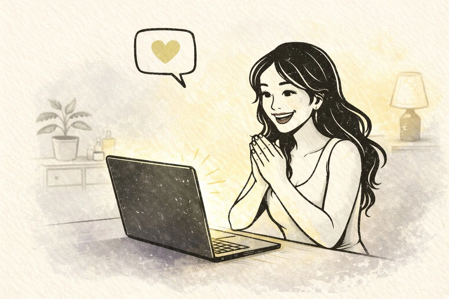 Cheerful selfie with city lights