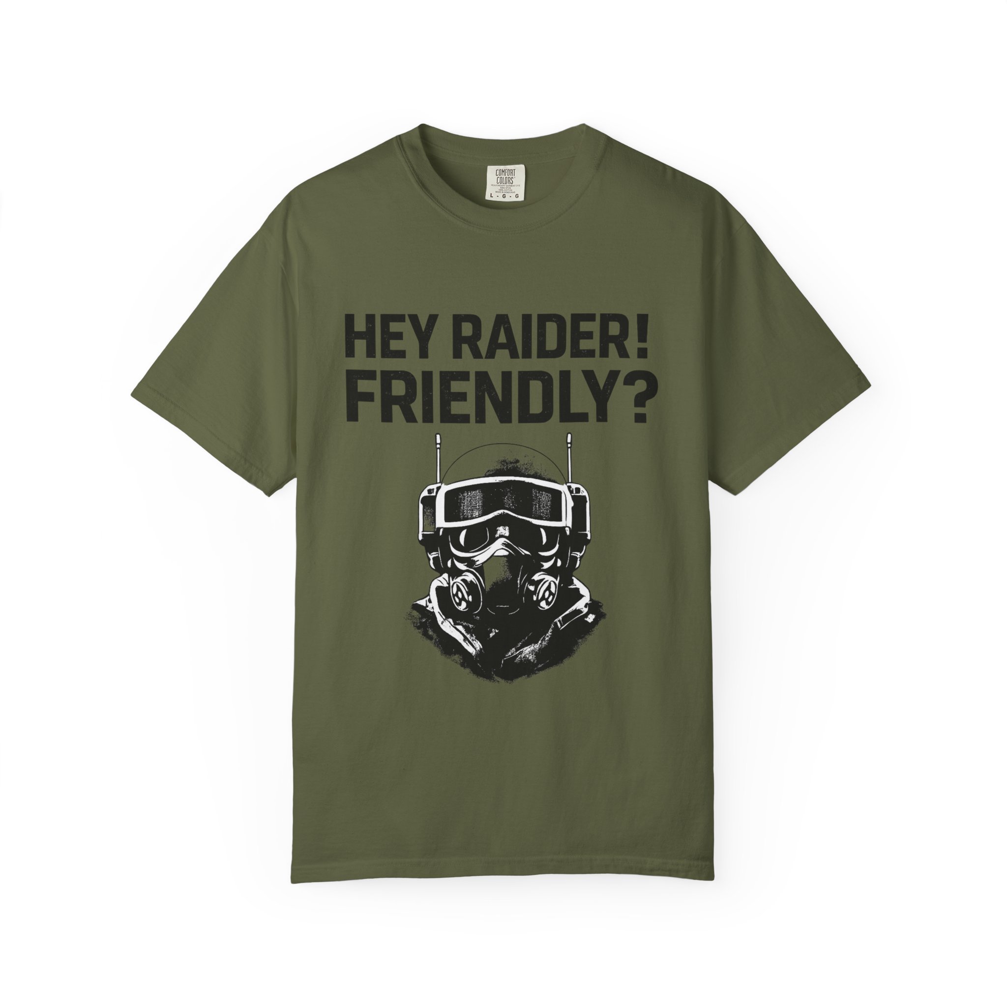 Hey Raider Friendly? T-Shirt — Tactical Helmet Graphic Tee