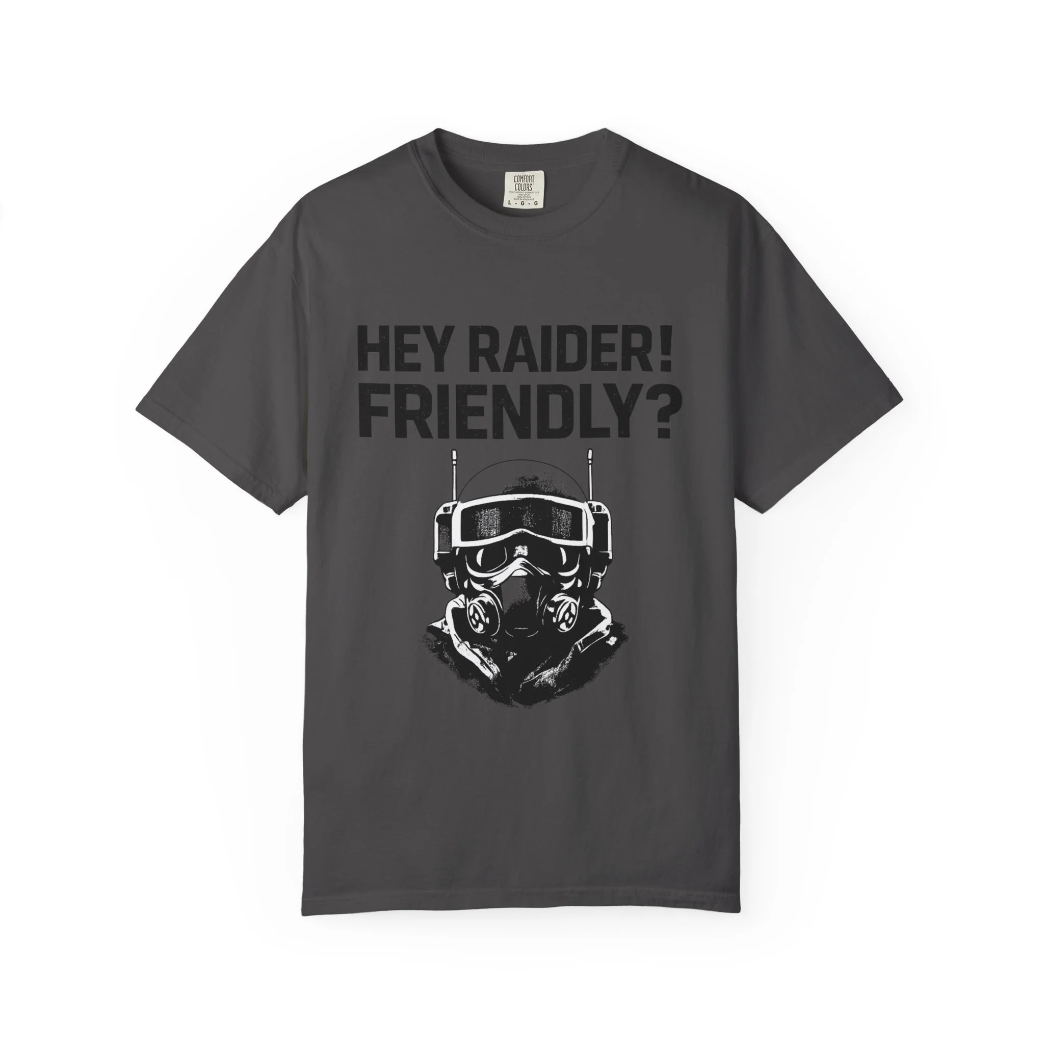 Hey Raider Friendly? T-Shirt — Tactical Helmet Graphic Tee