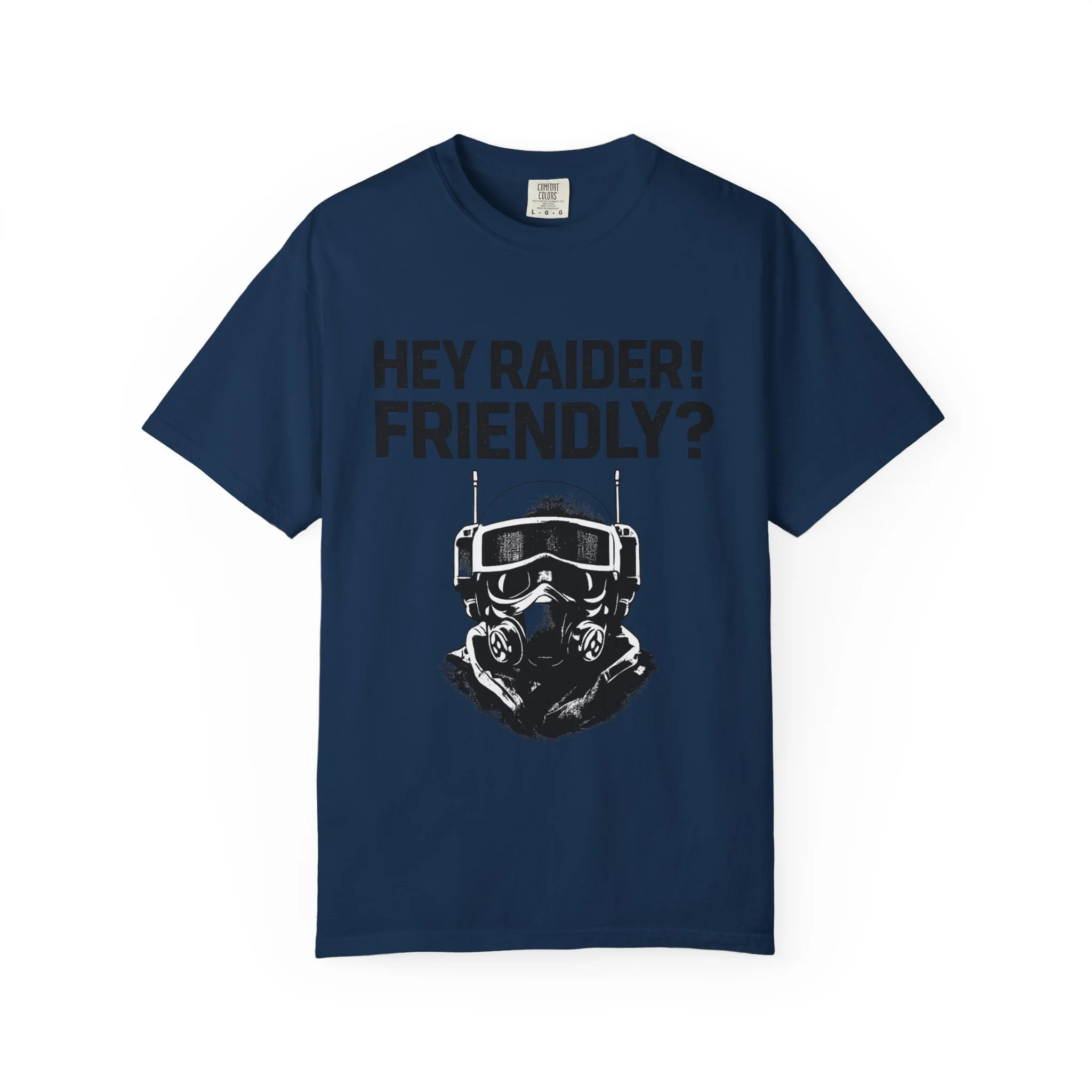 Hey Raider Friendly? T-Shirt — Tactical Helmet Graphic Tee
