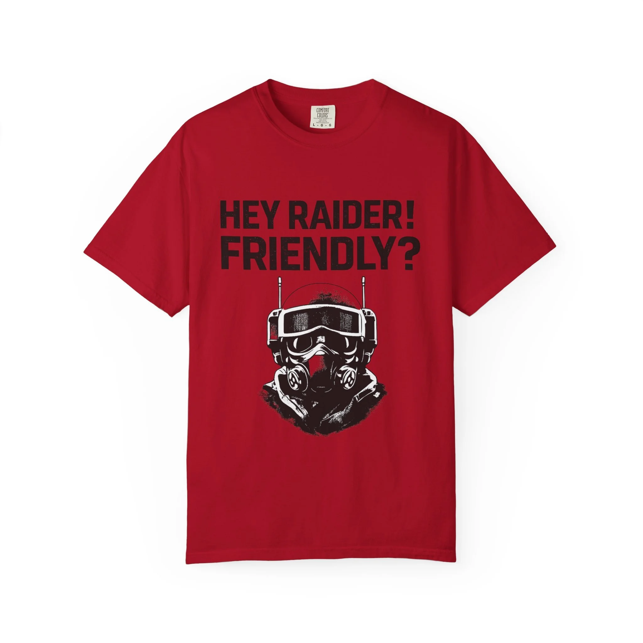 Hey Raider Friendly? T-Shirt — Tactical Helmet Graphic Tee