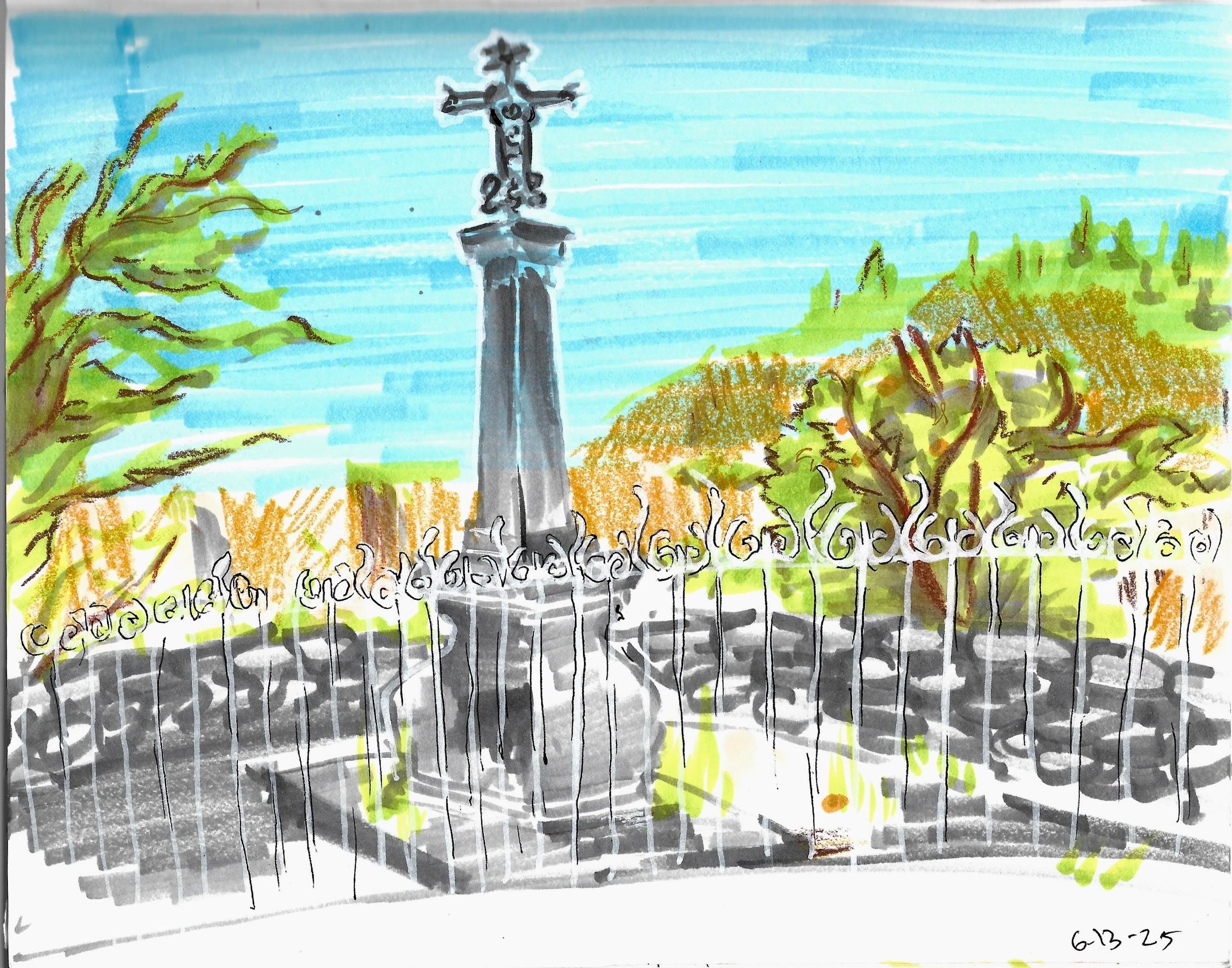 Avignon Gravestone-Marker and Micron Pens-2025