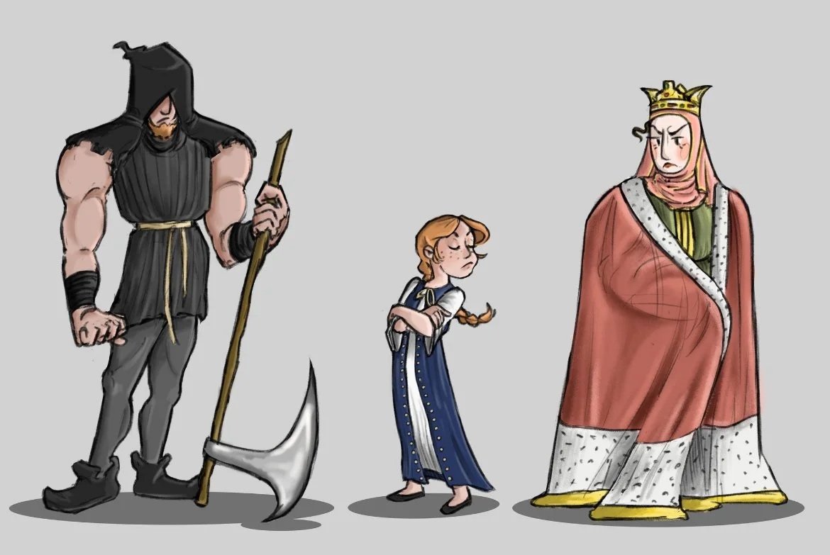 "Medieval Characters Lineup" Digital-Story following Executioner and his sister against the evil queen-2025