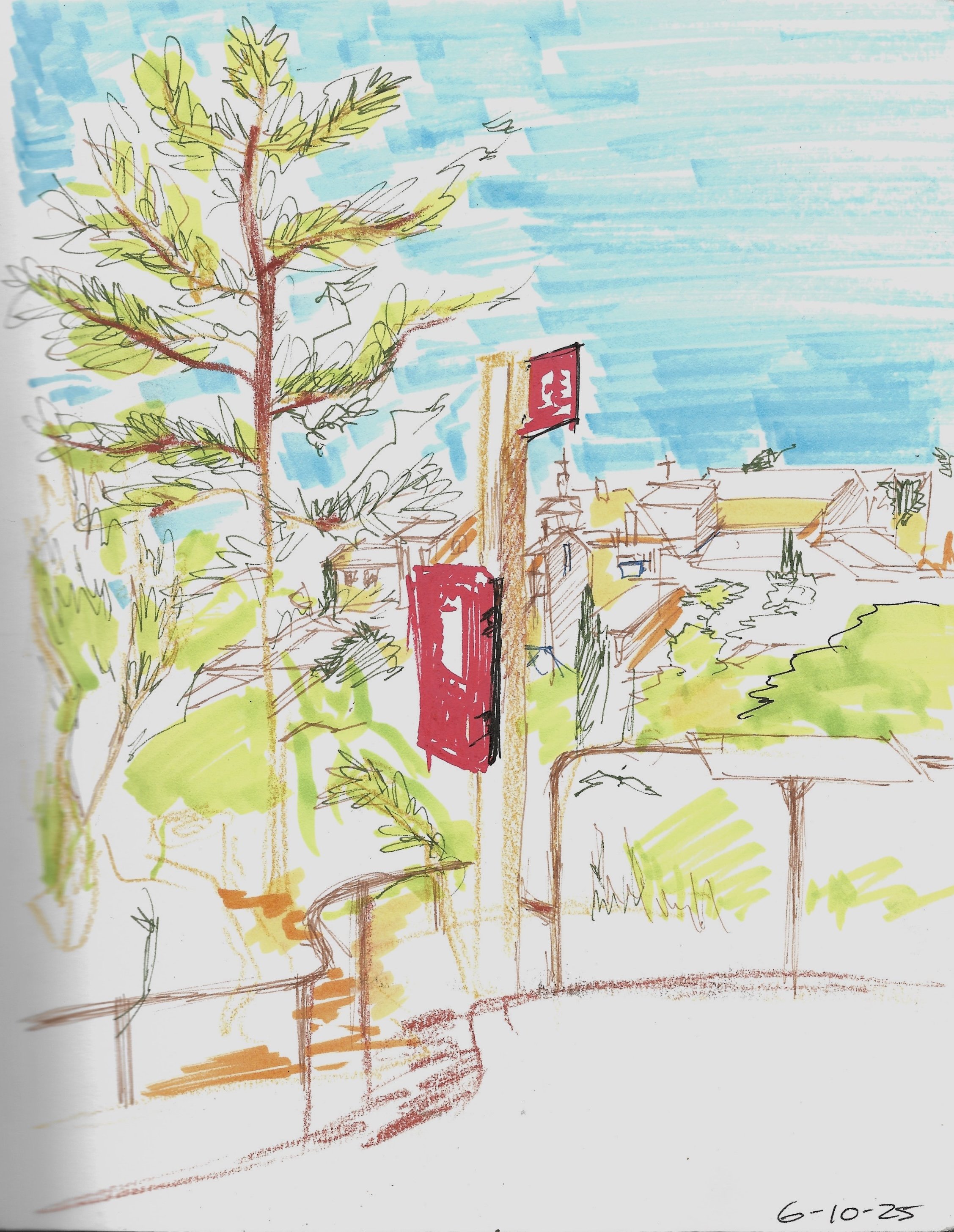 Avignon Mountain Sketch-Marker & Micron Pens-2025