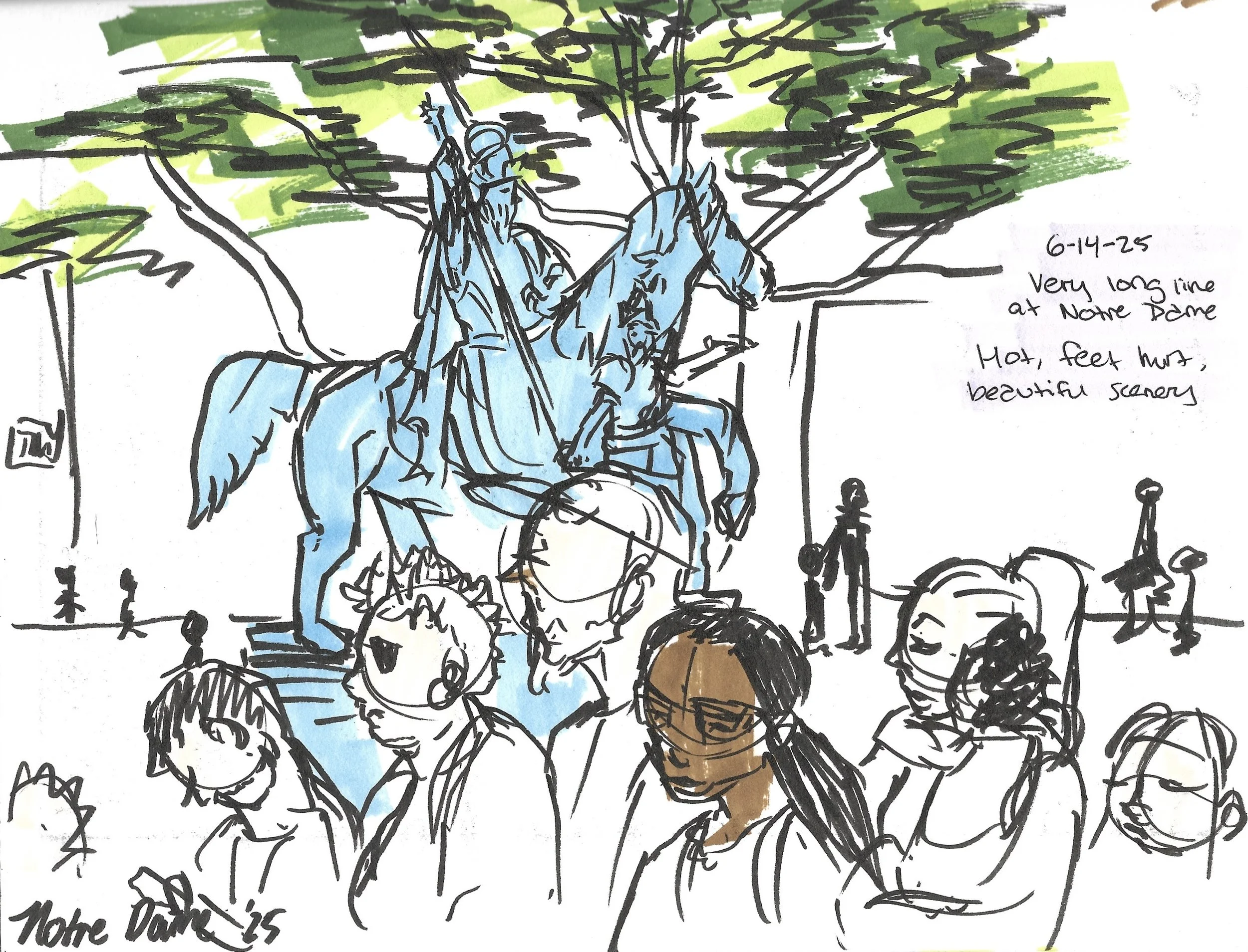 Notre Dame Statue Study-Marker and Pen-2025