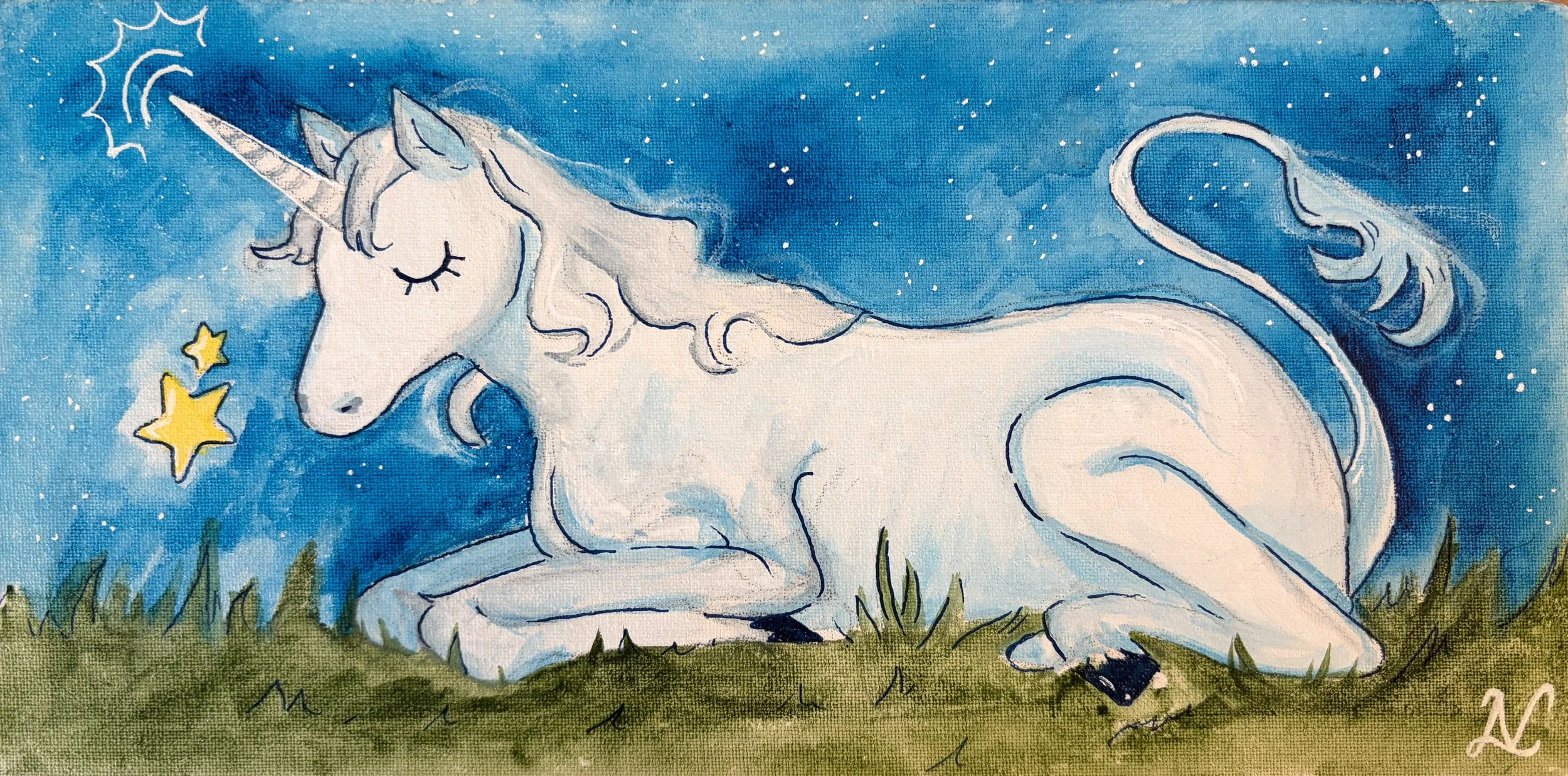 "Sleepy Unicorn"-Watercolor-2026