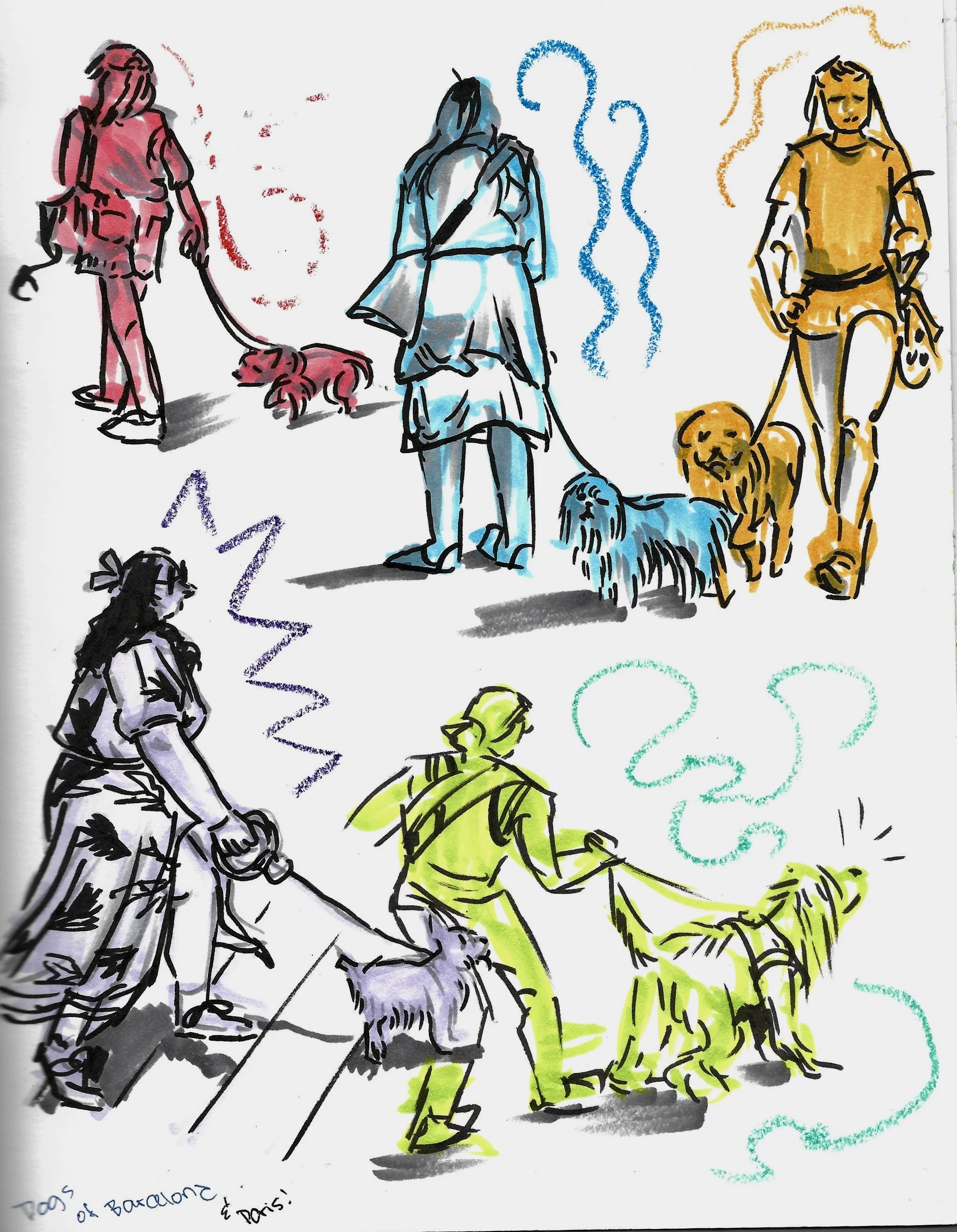Pets of Paris and Barcelona-Pen and Marker-2025