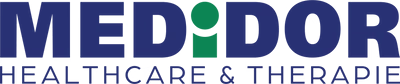 Logo of MedDOR Healthcare & Therapy with blue and green text