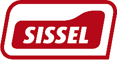 Red and black logo with the word 'SISSEL' written in black text inside a stylized shape