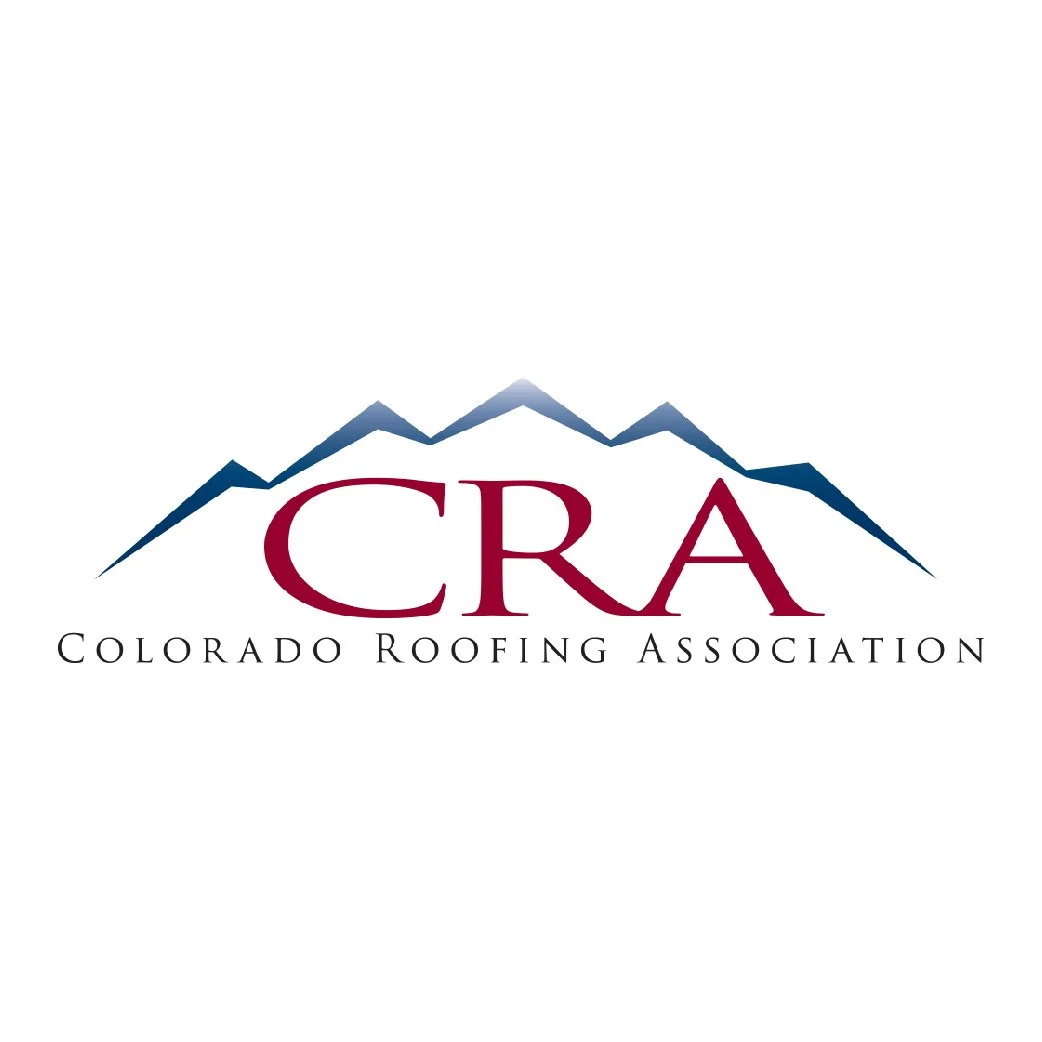 Logo of Colorado Roofing Association featuring mountain peaks above the initials CRAC in maroon and the full name below in black.
