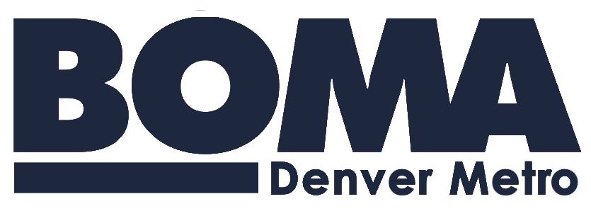 Logo of BOMA Denver Metro with bold black letters and a horizontal line underneath, separated by small space