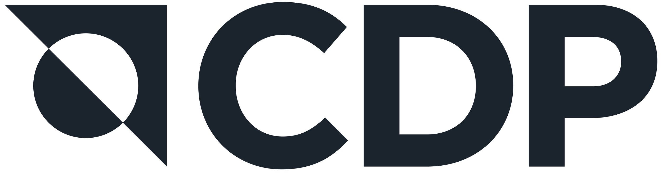Logo of the QCDP with bold black letters and a geometric triangle design.