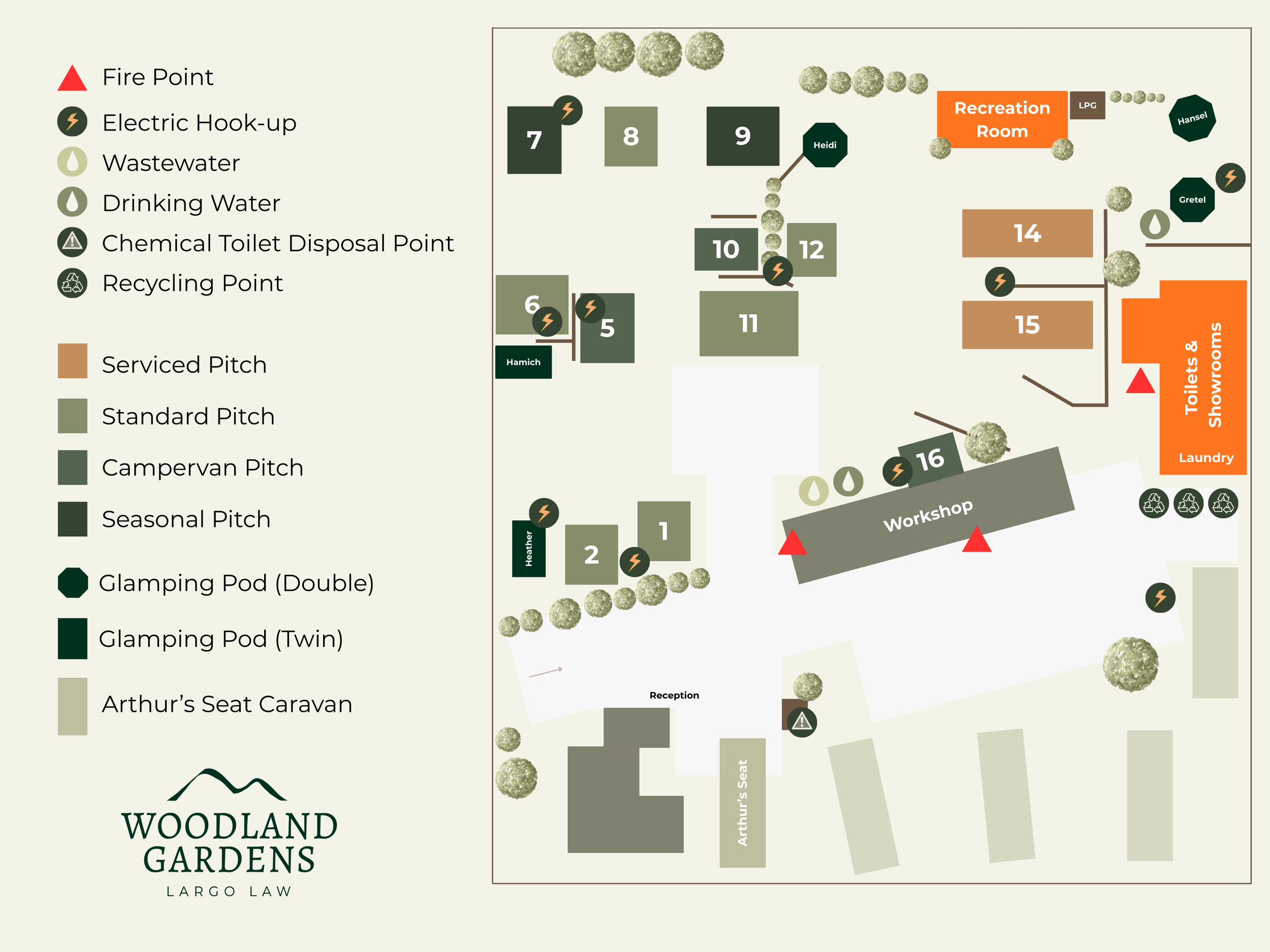 Largo Law Woodland Gardens Campsite Map