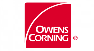 Owens Corning logo with a red background and white text.