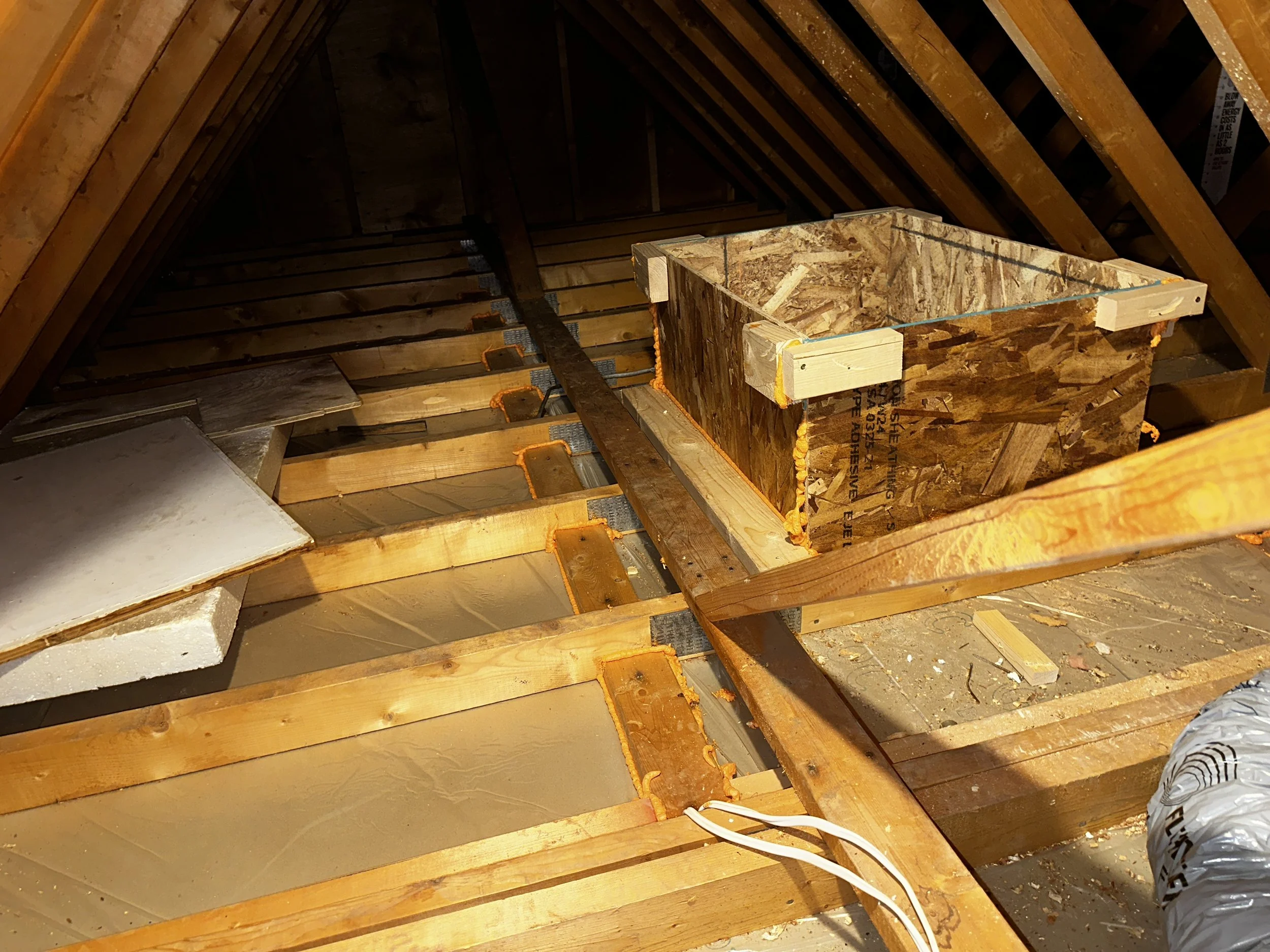 Clean and decontaminate the attic after removing insulation.
