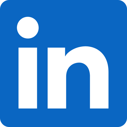Logo de LinkedIn avec un fond bleu et le texte 'in' blanc.