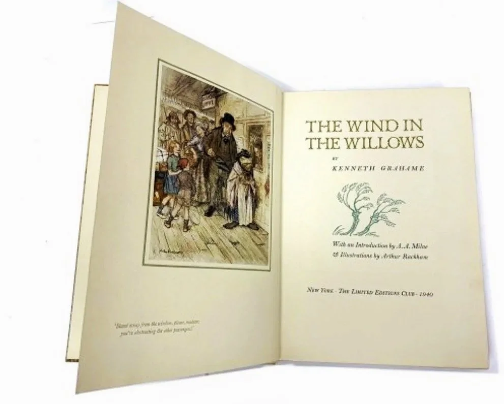 Rare 1940 Limited Editions Club (LEC)   The Wind in the Willows - First Arthur Rackham Edition, Signed by Designer Bruce Rogers