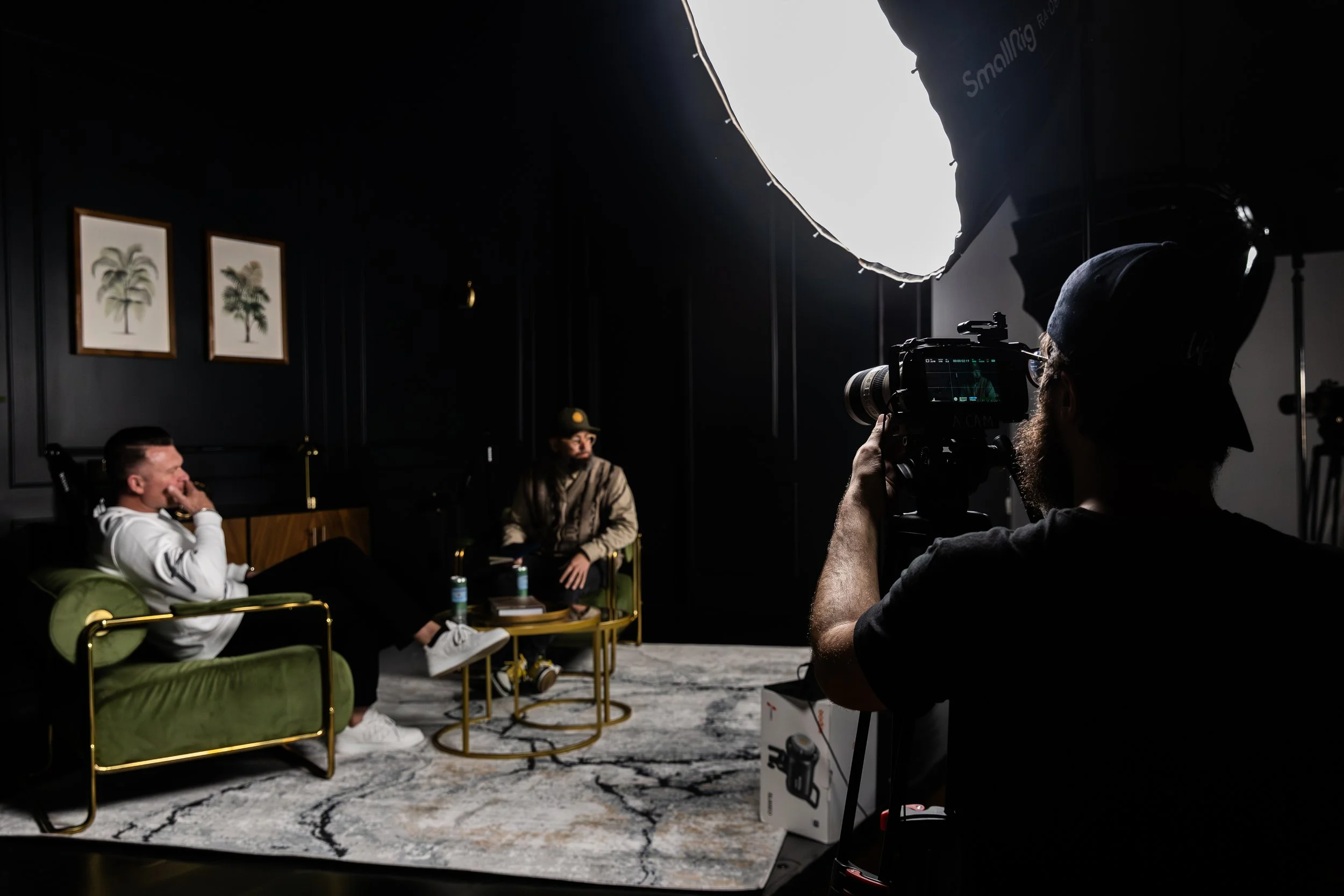 Behind-the-scenes photo of podcast recording for an organization in Lehigh Valley PA