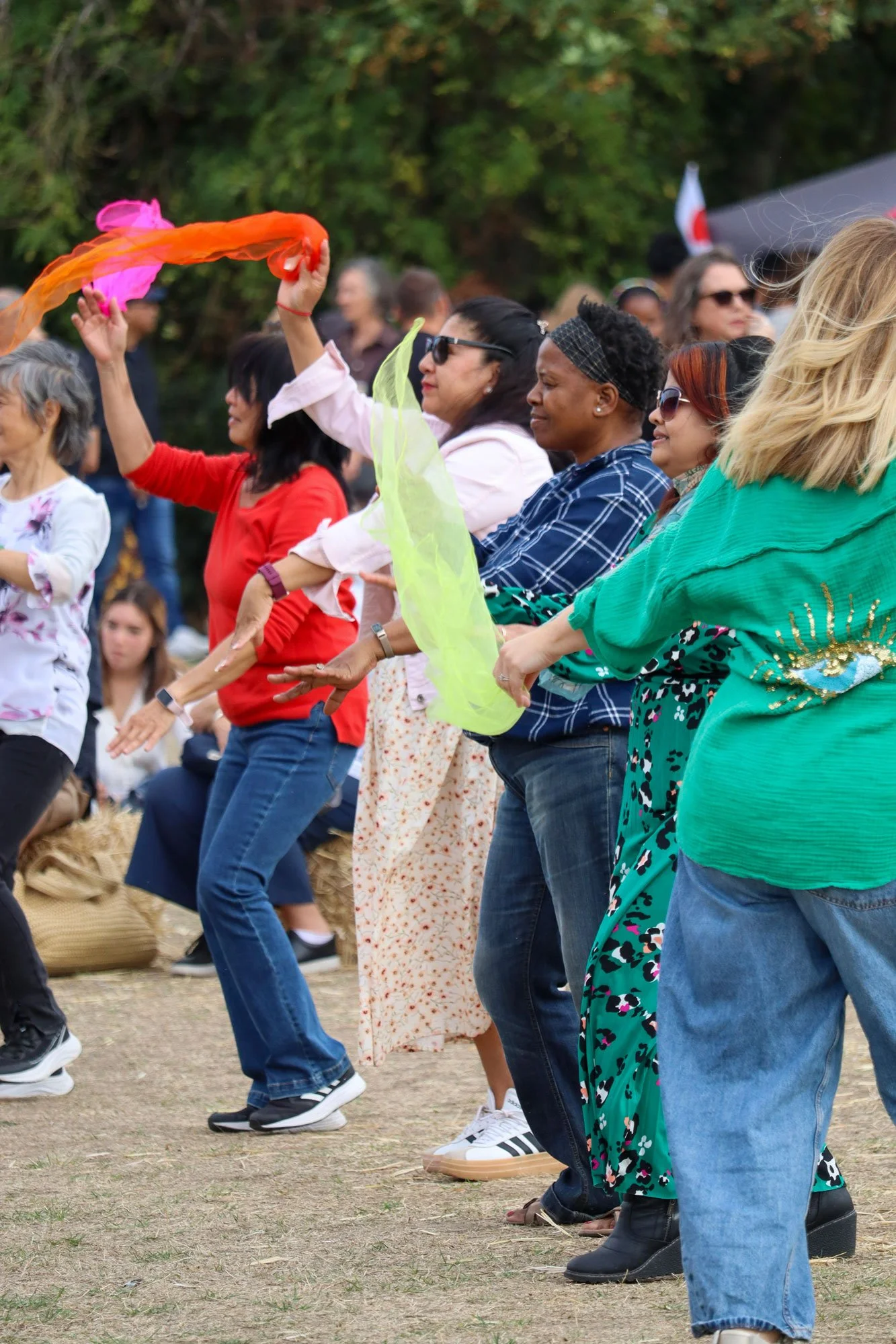 People enjoying a collective participatory dance.