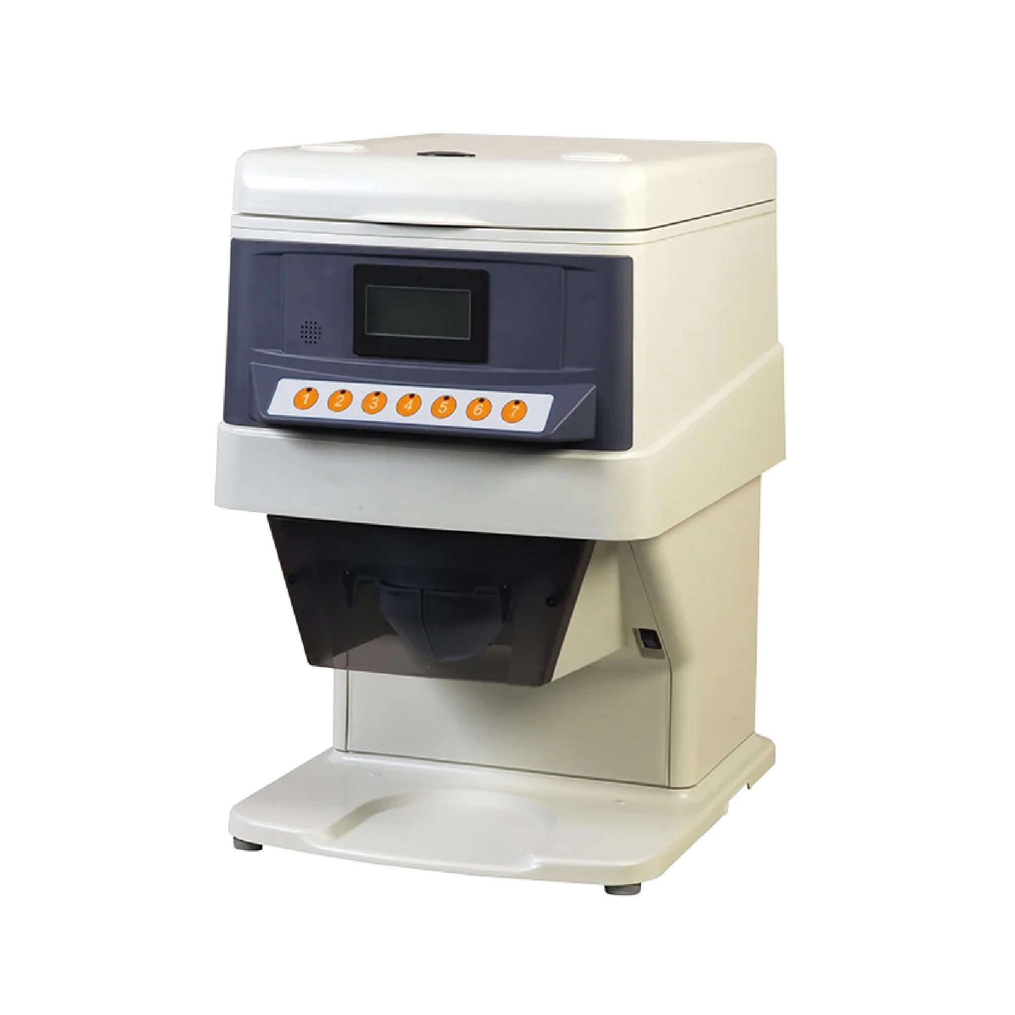 Laboratory centrifuge machine with control panel and digital display.