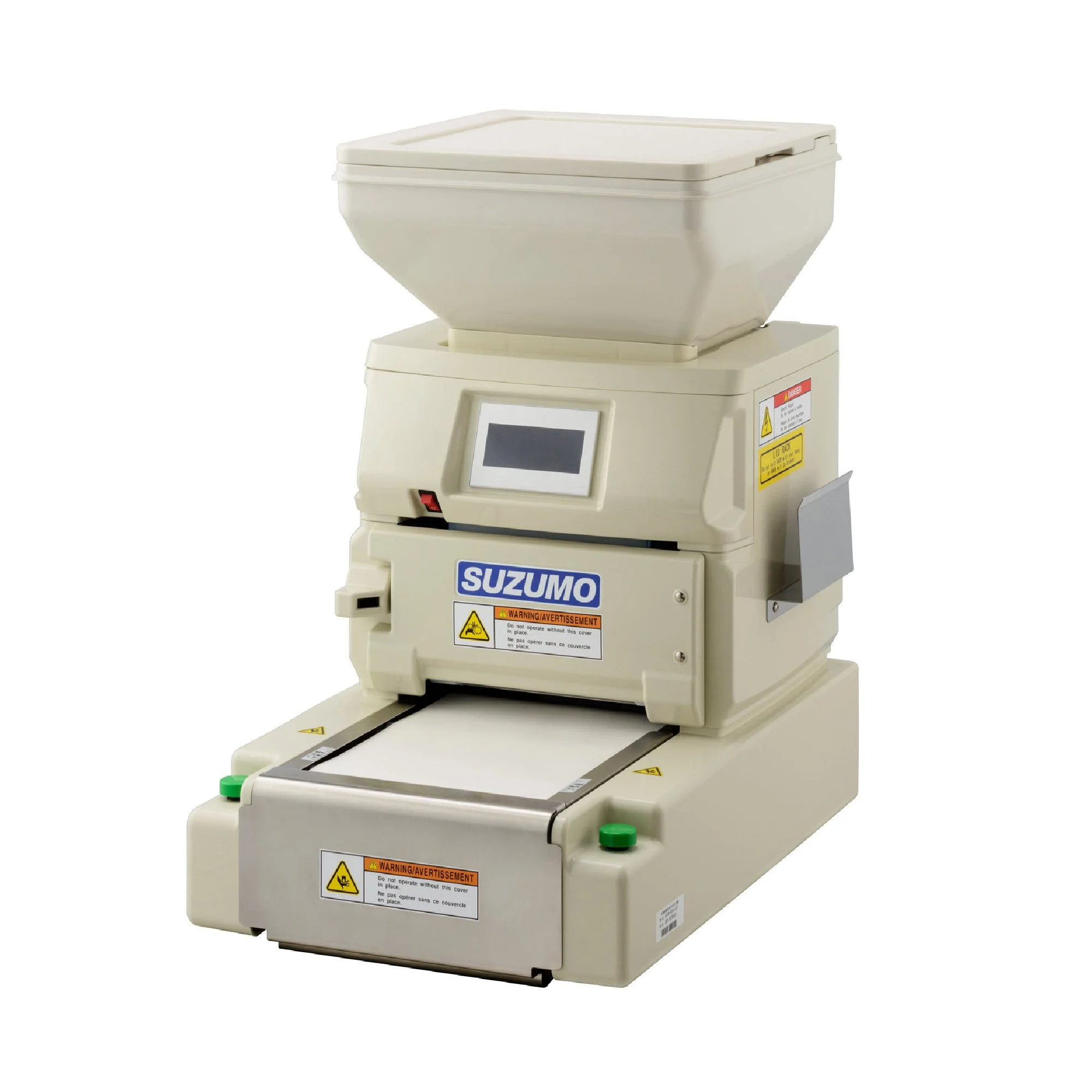 A gray and white laboratory instrument with a digital display, labeled 'SUZUMO', and a paper feed area, used for processing or analyzing samples.