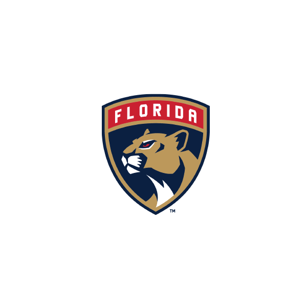 Florida Panthers logo with a panther head and a red banner reading 'Florida' on a black background.