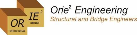 Logo for Orie² Engineering, structural and bridge engineers, with stylized text and graphic elements