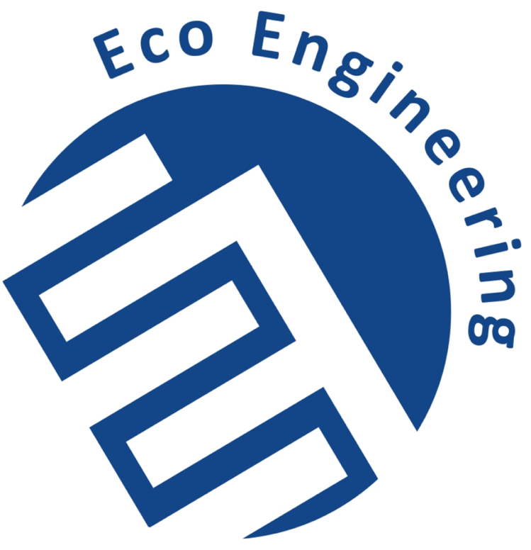 Logo for Eco Engineering with a stylized blue globe and the words 'Eco Engineering' curved around the top.