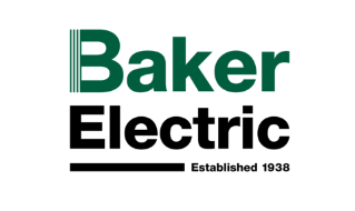 Baker Electric logo with green and black text, established 1938.