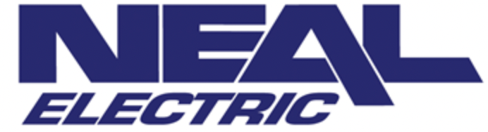 NEAL Electric company logo in blue and white.