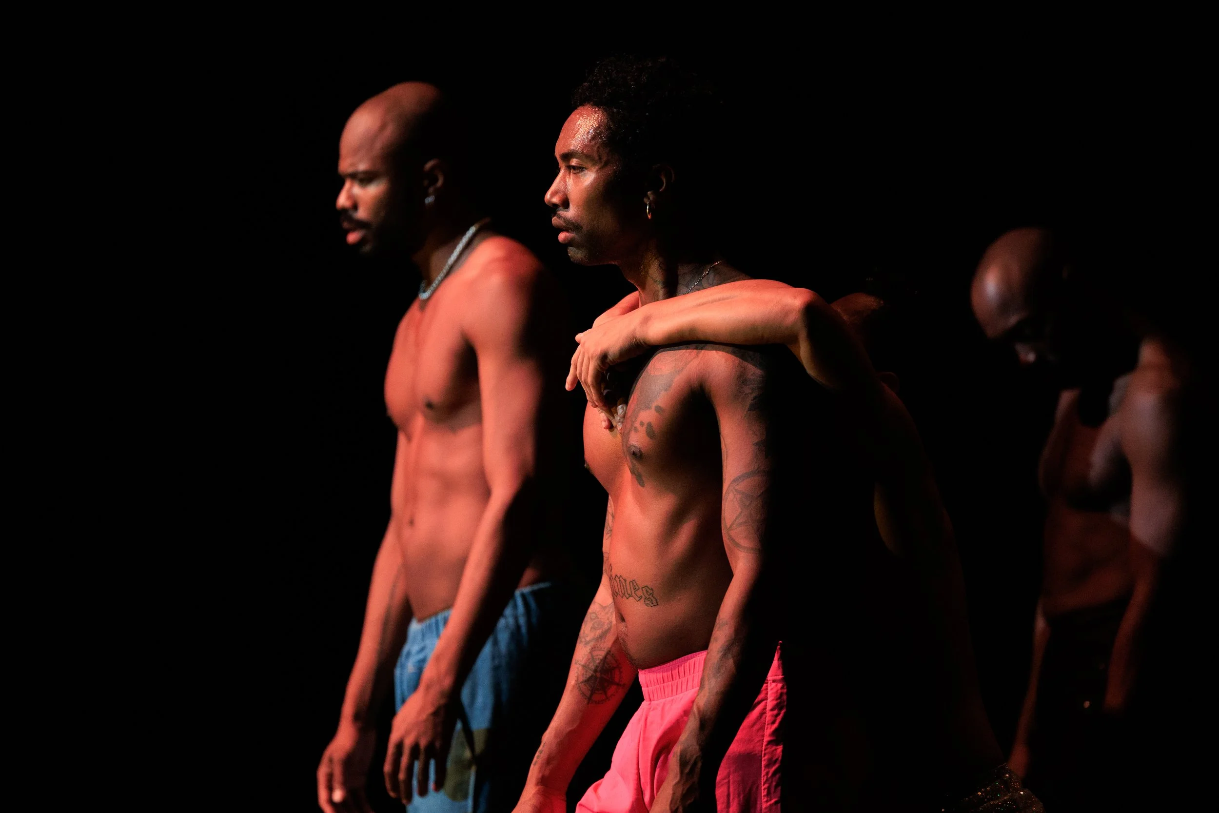 Three performers standing together in Sissies: Something Perfect Between Ourselves.