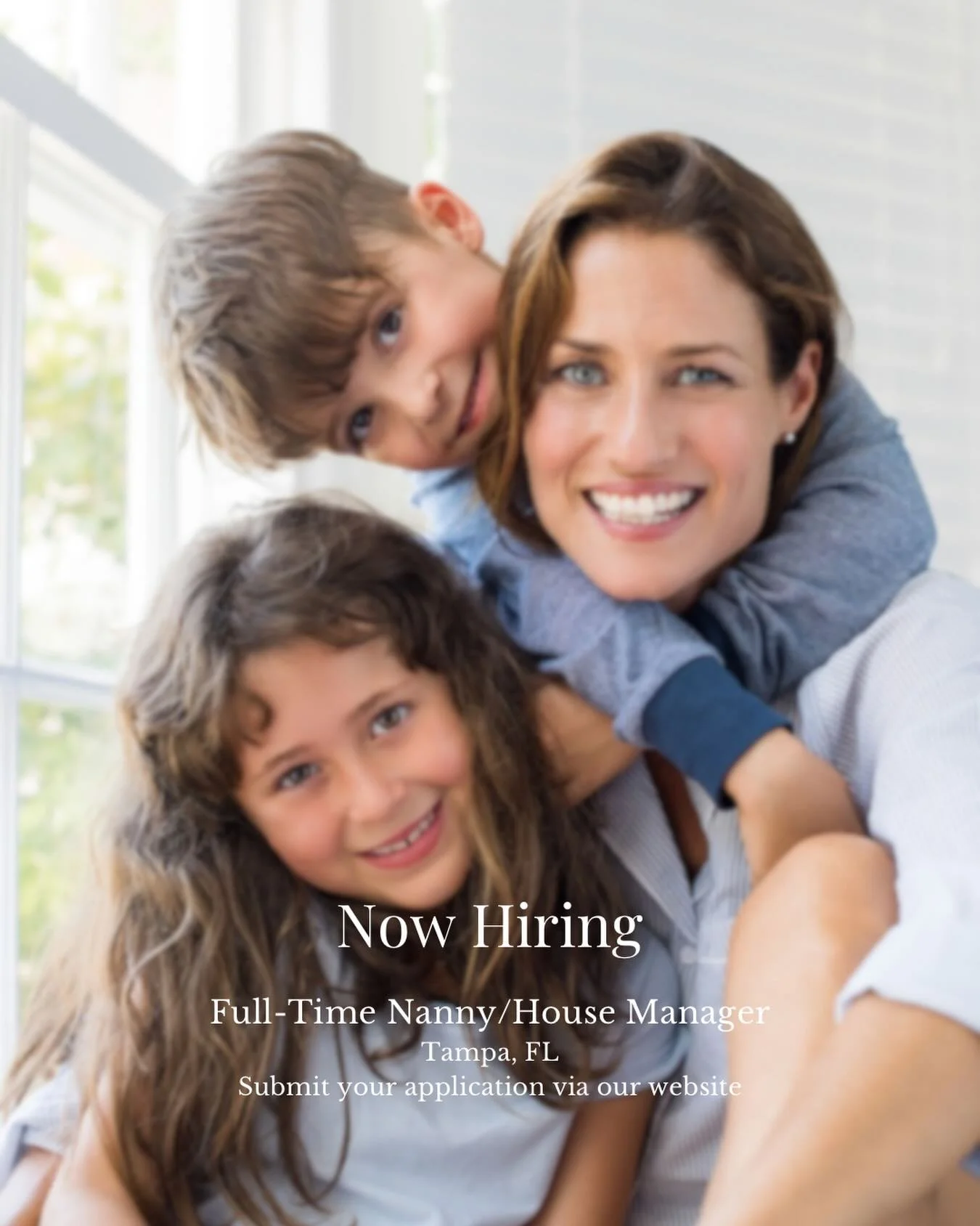 ✨ Family Care Partner ✨
📍South Tampa, FL | 💰$22&ndash;$25/hour

A private South Tampa family seeks a refined Nanny/House Manager to support their two school-aged children and maintain a smoothly run home.

This role blends after-school care, activi