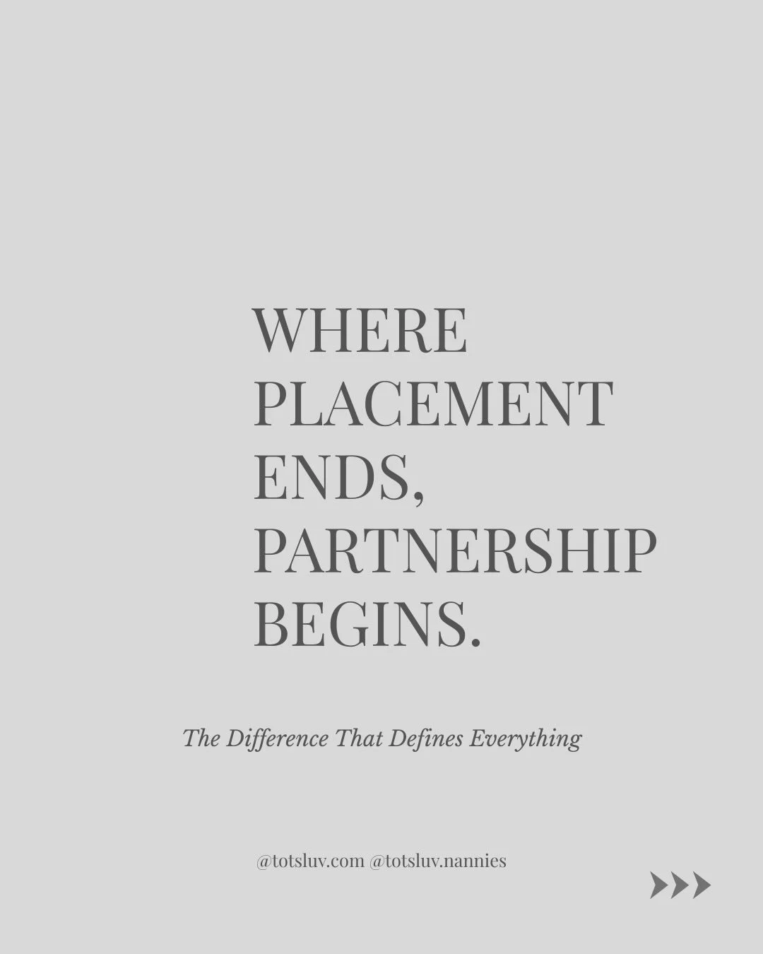 Not every childcare experience is the same.

Some our placements.
Others become partnerships.

A placement fills a schedule.
A partnership builds rhythm inside the home. 

Because what children remember isn&rsquo;t credentials&mdash;it&rsquo;s consis