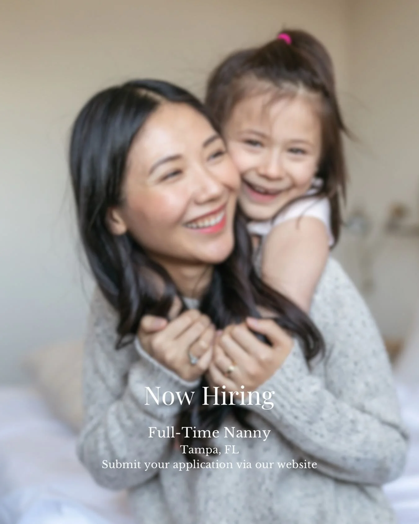 ✨ NOW HIRING | FULL-TIME NANNY ✨

A warm and active family is seeking an experienced nanny to support their three young daughters and become a trusted part of their household.

This opportunity is ideal for a caregiver who is calm, nurturing, organiz