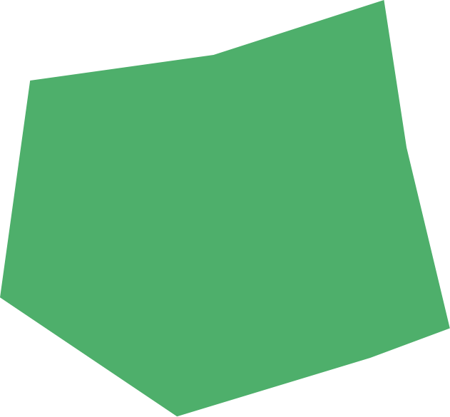 A three-dimensional green polygon with irregular faces.