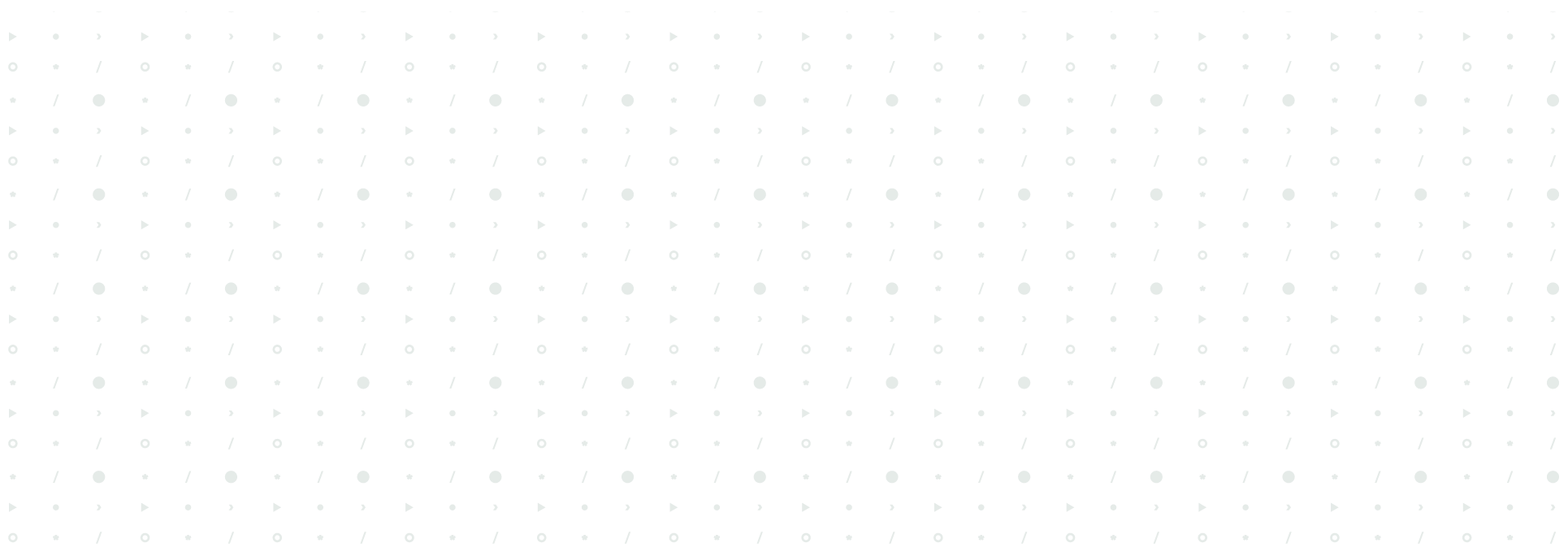 Black background with green digital-style characters and symbols arranged in rows.