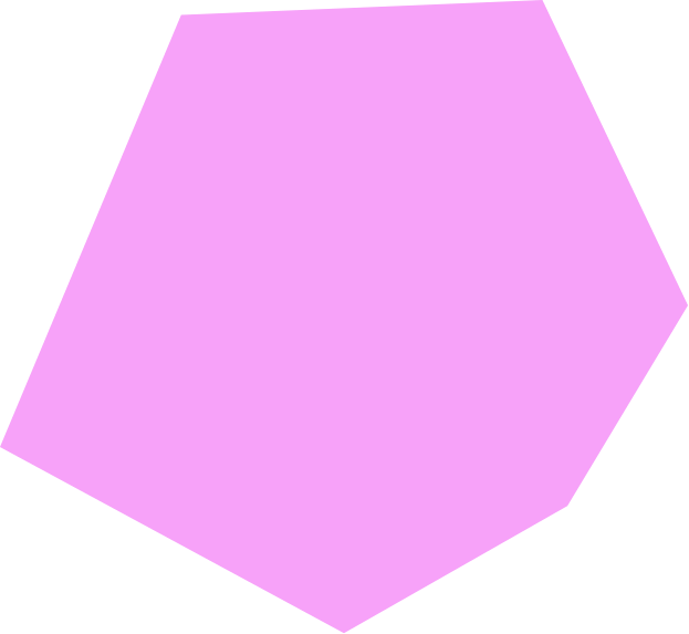 A pink hexagon shape on a black background.