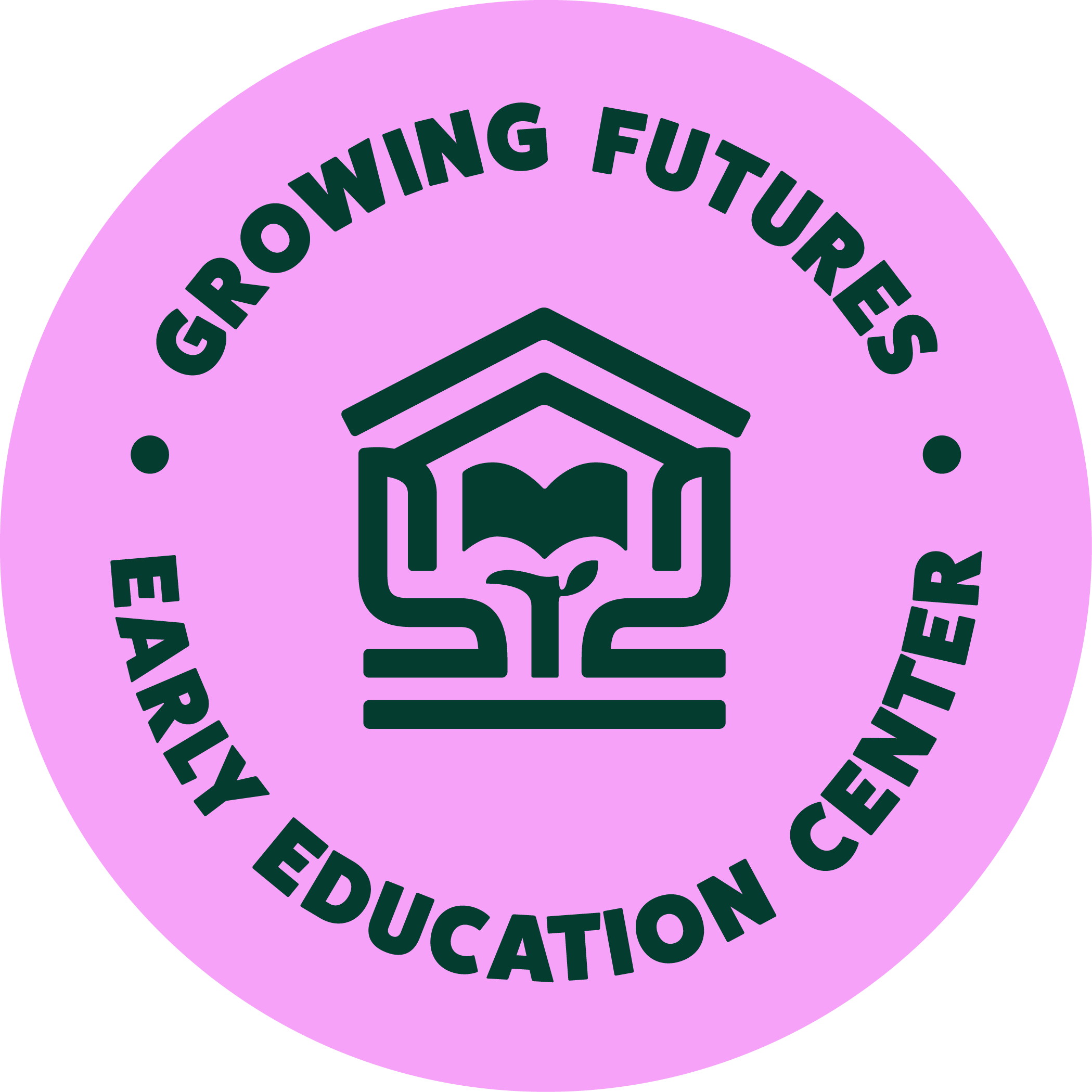 Logo of Growning Futures Early Education Center featuring a house with a book inside.