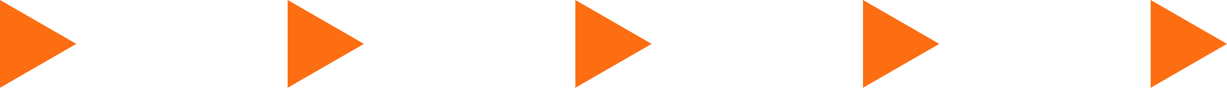 A sequence of five orange arrow icons pointing to the right.
