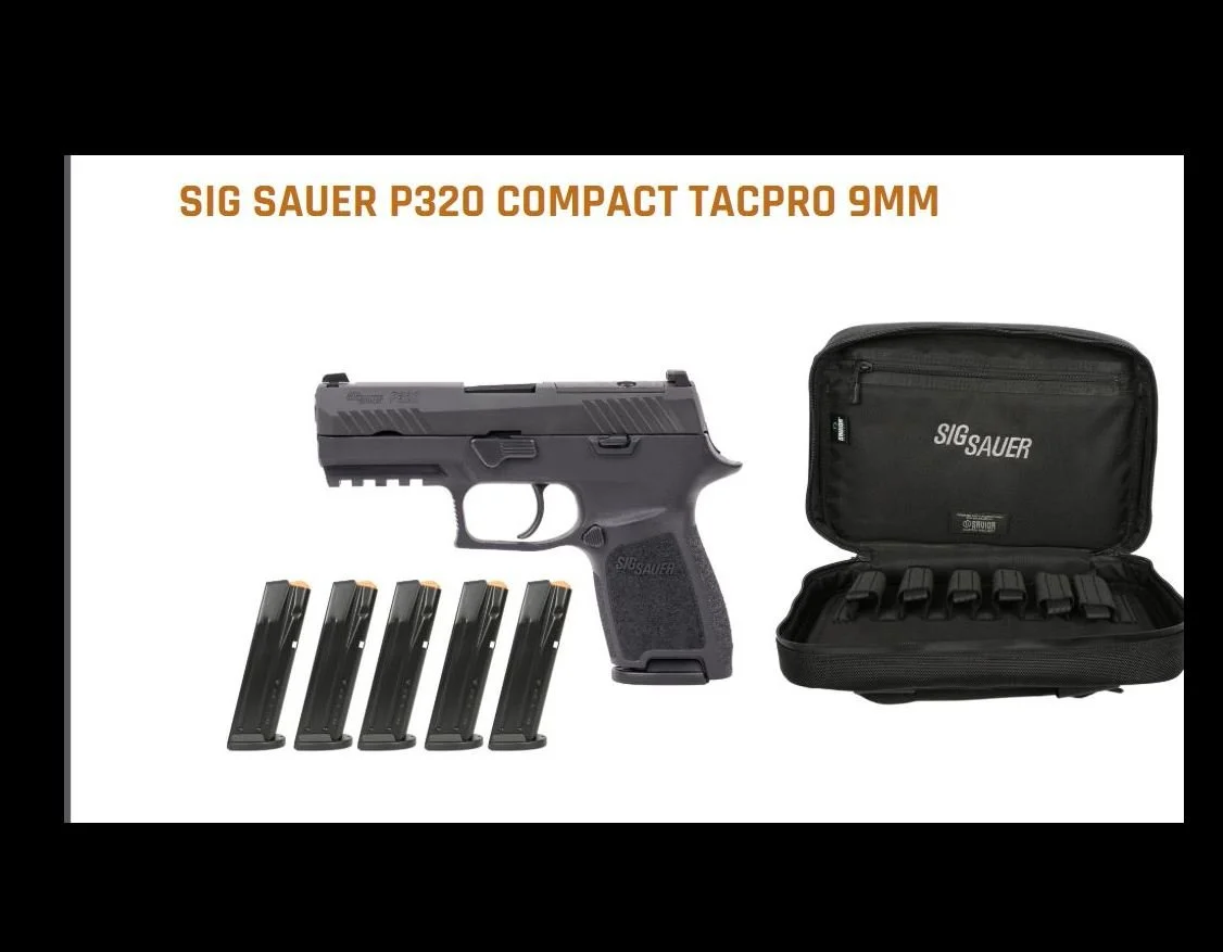 SIG SAUER P320 Compact, includes 5 magazines and a Sig Sauer range bag - retail price is $649 our price $525