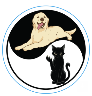 Yin Yang black cat x golden retriever sticker