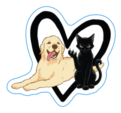 Heart black cat x golden retriever sticker
