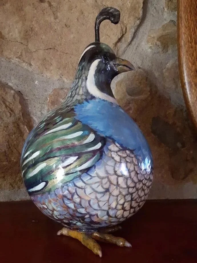 California Quail,
2016,
Gourd and polymer clay.
SOLD