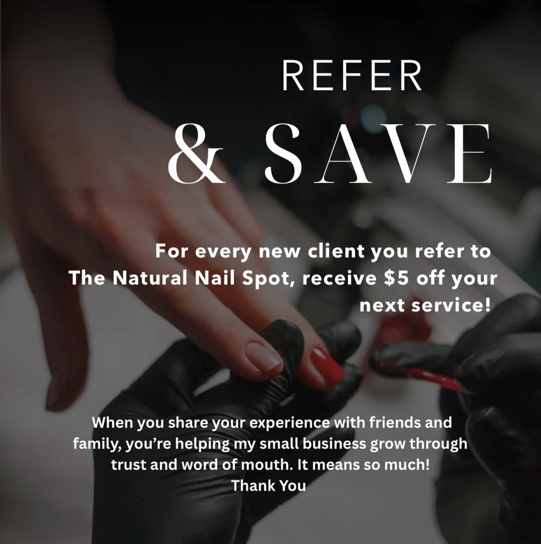 Referrals mean the world! Thank You ❤️

#smallbusiness #referrals #denvernailtech #naturalnails #denvernails