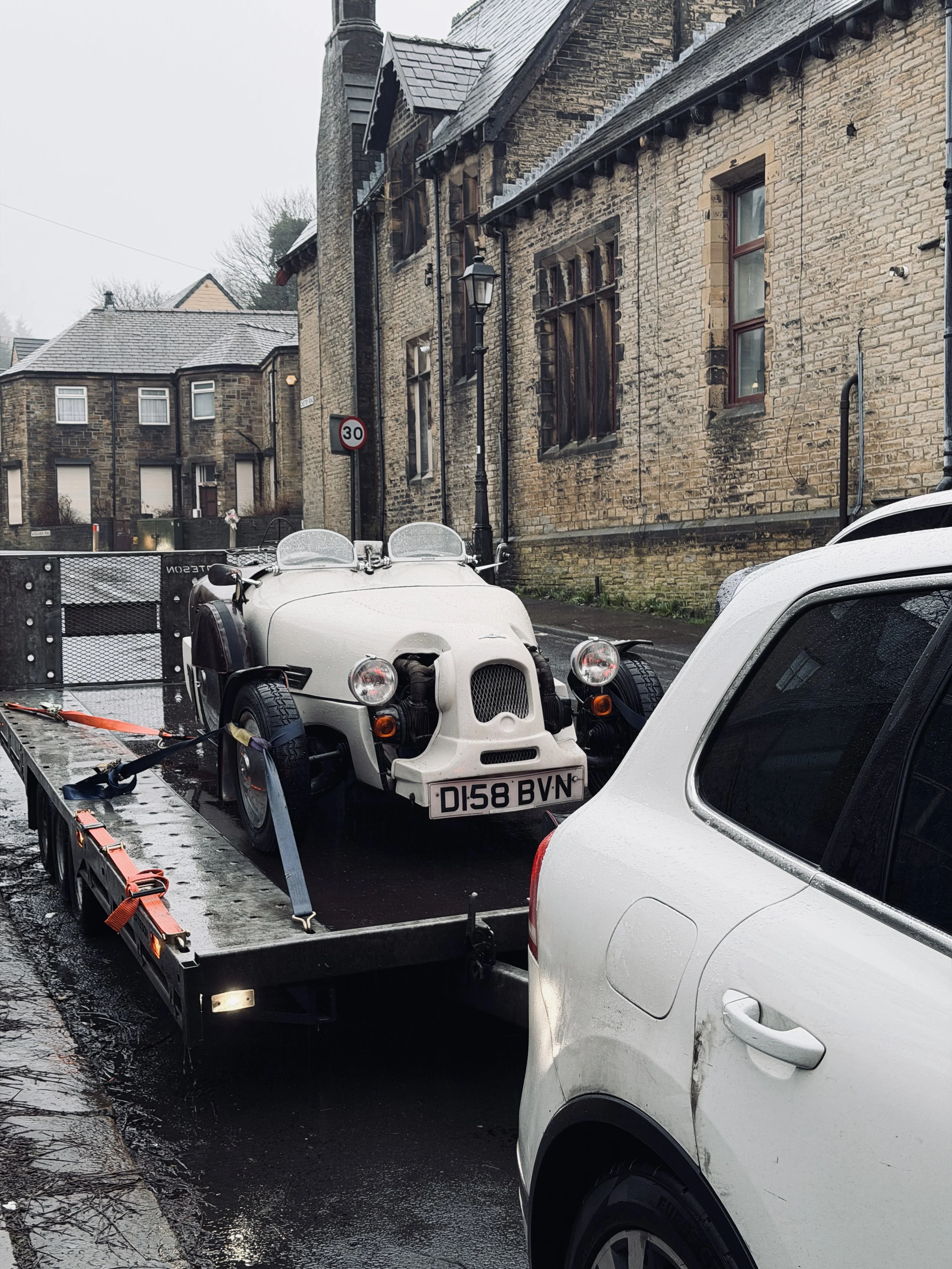 Classic car on a trailer