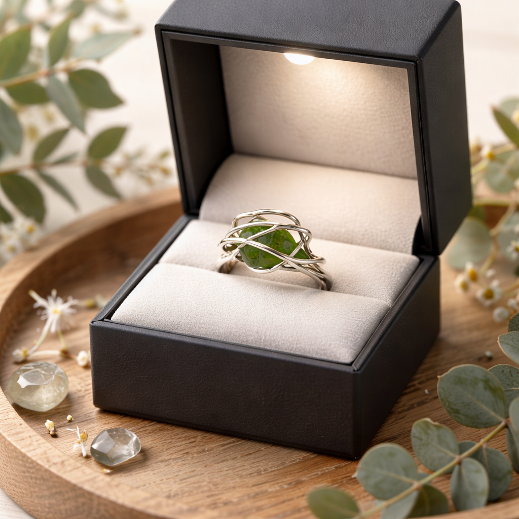 Ocean's Embrace Green Sea Glass Ring