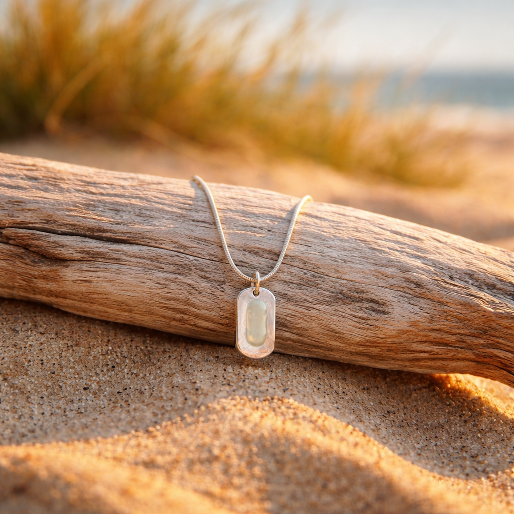 Light Teal Sea Glass Pendant