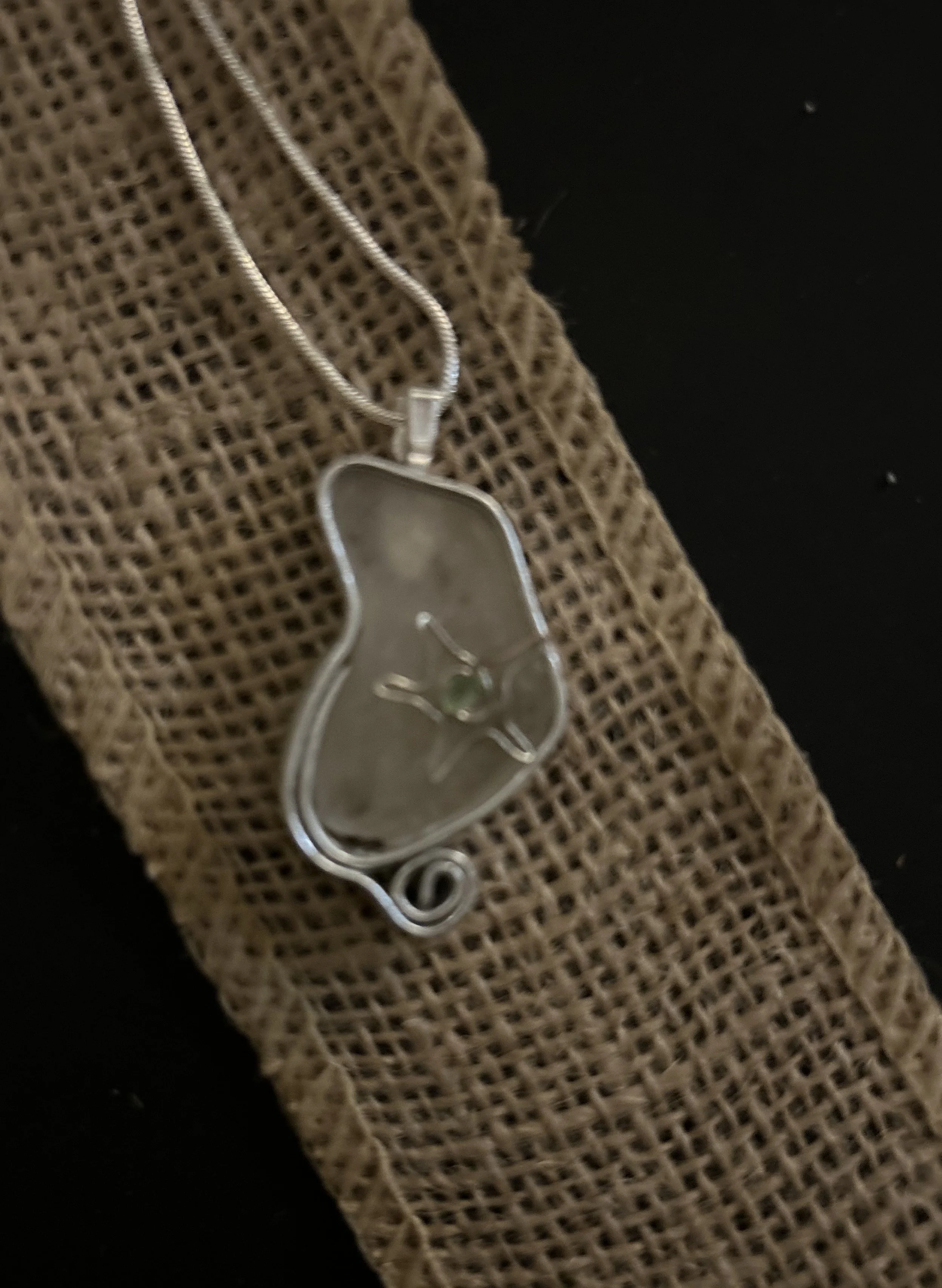 Ocean's Embrace Sea Glass Pendant with Starfish Accent