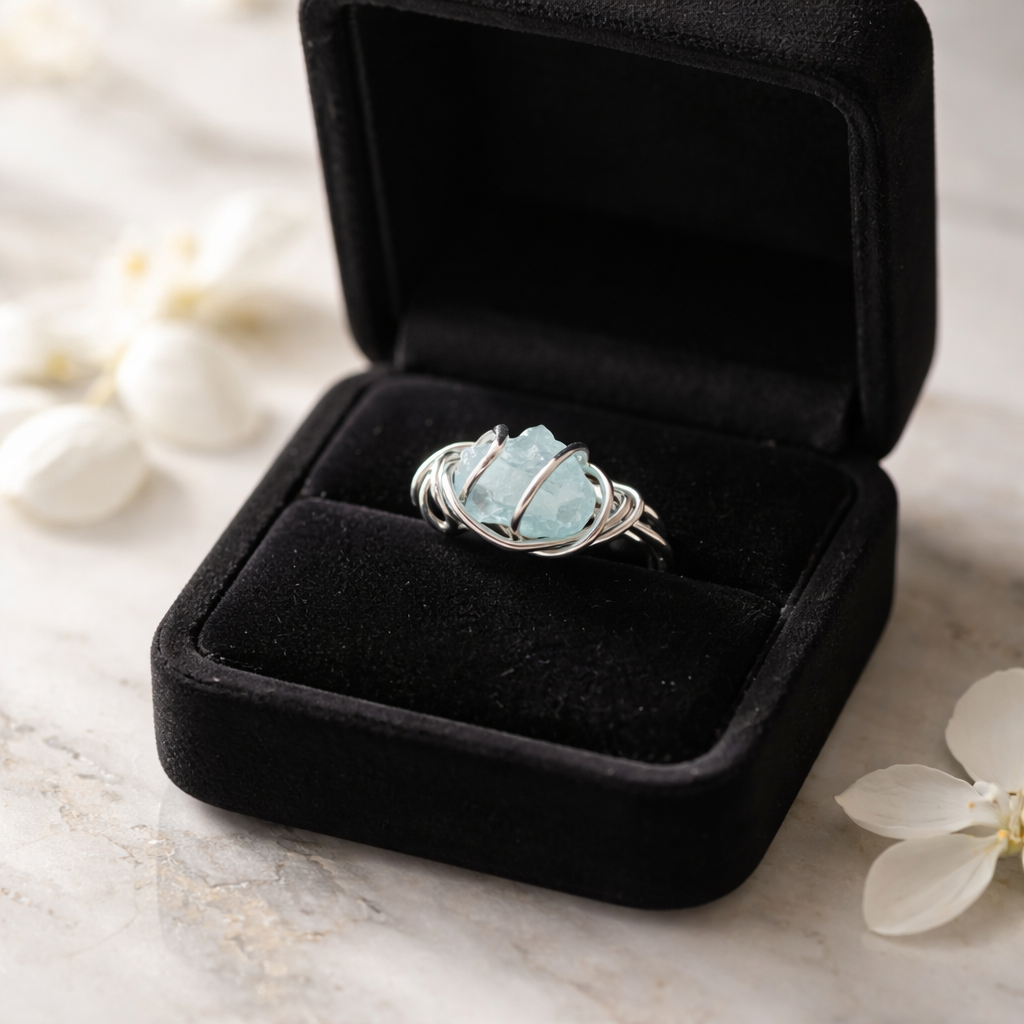 Teal Handmade Sea Glass Ring